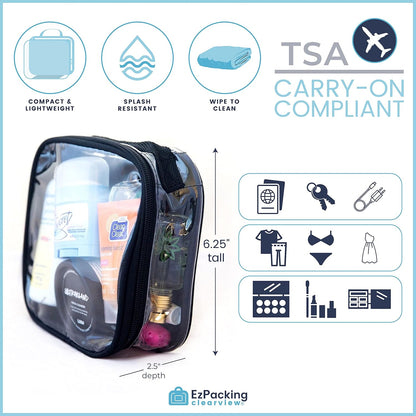 Clear TSA Approved 3-1-1 Travel Toiletry Bag for Carry On / Quart Size Transparent Liquids Pouch for Airport Security / Reusable See Through Vinyl & PVC Plastic Organizer for Men and Women (Green)