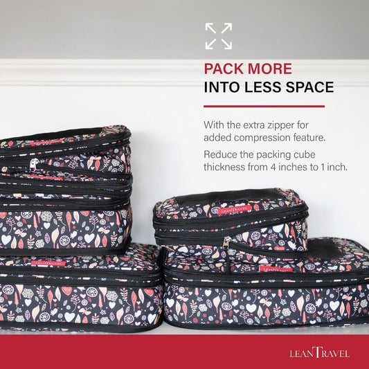 Compression Packing Cubes for Travel Organizers with Double Zipper, LeanTravel
