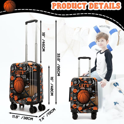 Kid’s Luggage Set 5 Piece Suitcase Set 16’’ Hardside Basketball Luggage with Spinner Wheels Boys Carry on Toddler Travel Rolling Suitcase Carry on Luggage Airline Approved