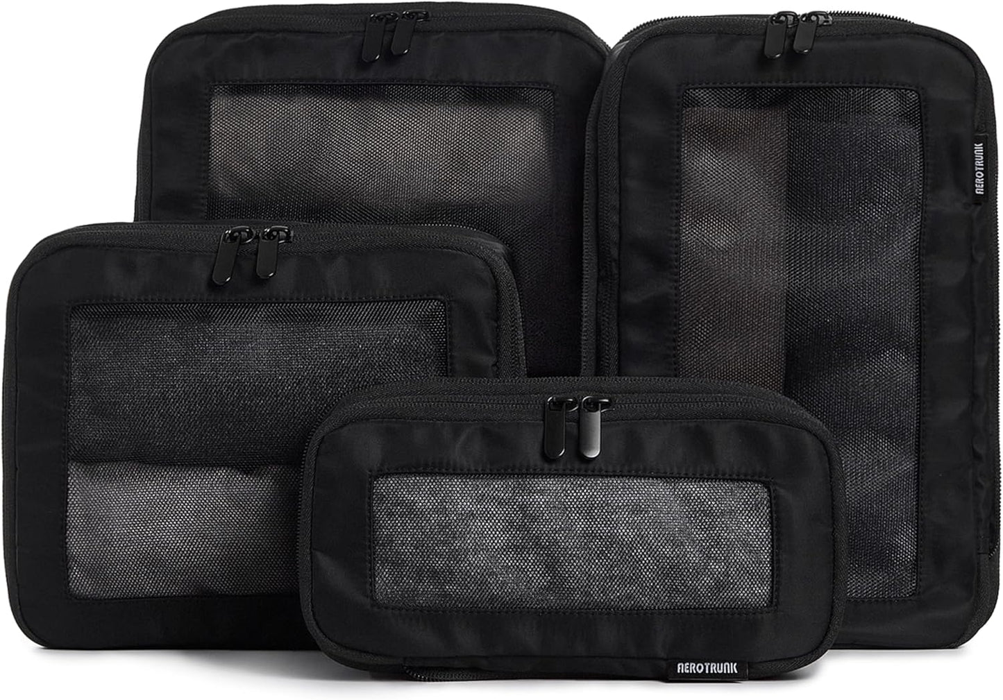 Compression Packing Cubes for Travel - Luggage Organizer Bags - Double Zipper Packing Cubes for Suitcases (4-Pack, Black)