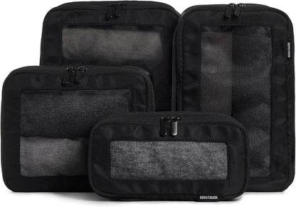 Compression Packing Cubes for Travel - Luggage Organizer Bags - Double Zipper Packing Cubes for Suitcases (4-Pack, Black)