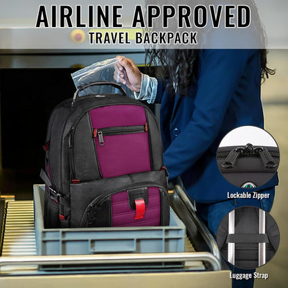 YOREPEK 18.4 Laptop Backpack, Large Backpacks Fit Most 18 Inch Laptop with USB Charger Port, TSA Friendly Flight Approved Weekend Carry on Backpack with Luggage Strap for Men and Women, Purple