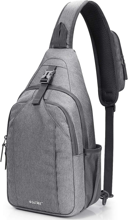 G4Free Sling Bag RFID Blocking Sling Backpack Crossbody Chest Bag Daypack for Hiking Travel(Gray)
