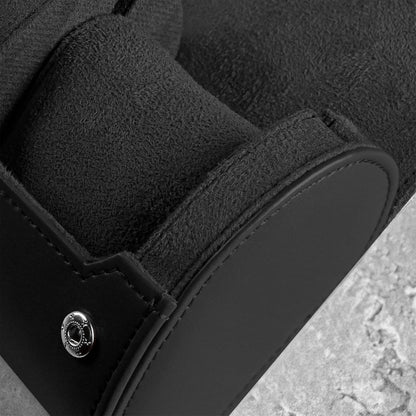 BARTON WATCH BANDS, Watch Roll - Black Recycled Leather Watch Travel Case & Watch Band Storage - 1 Watch Case