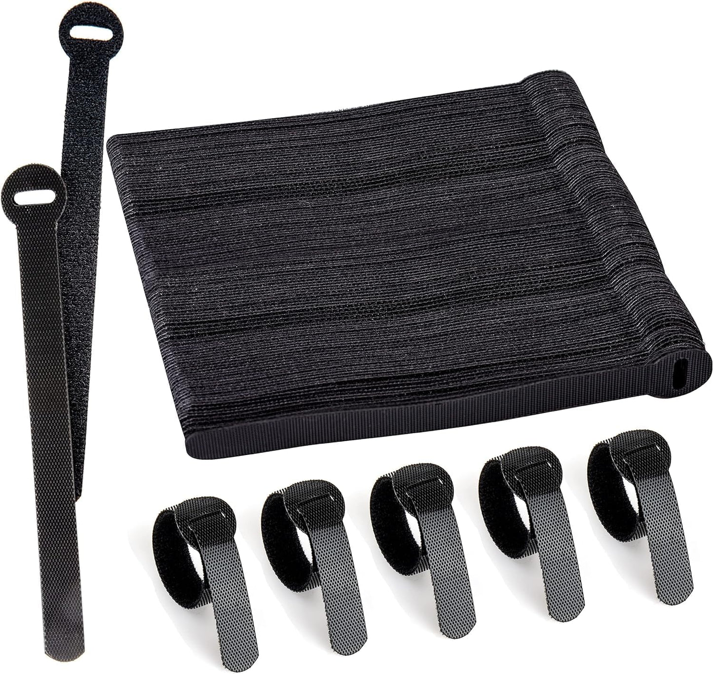 120 x Reusable Cable Ties Black, Adjustable Releasable Hook and Loop Cable Straps for PC Cable Management, Organizing Cords, TV, Desk