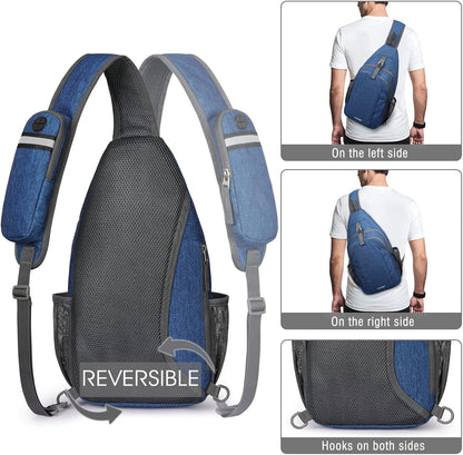 G4Free Sling Bag RFID Blocking Sling Backpack Crossbody Chest Bag Daypack for Hiking Travel(Dark Blue)