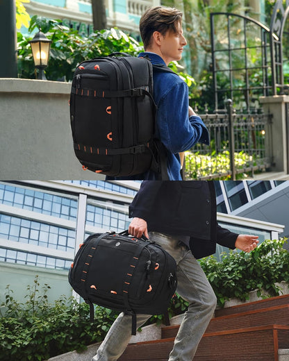 Tolaccea Travel Laptop Backpack, TSA Flight Approved Carry On Travel Duffel Backpack, Dual Laptop Storage for 17.3" and 15.6" Laptop, Large Luggage Backpack 40-45L Expandable for Men Women (Black)