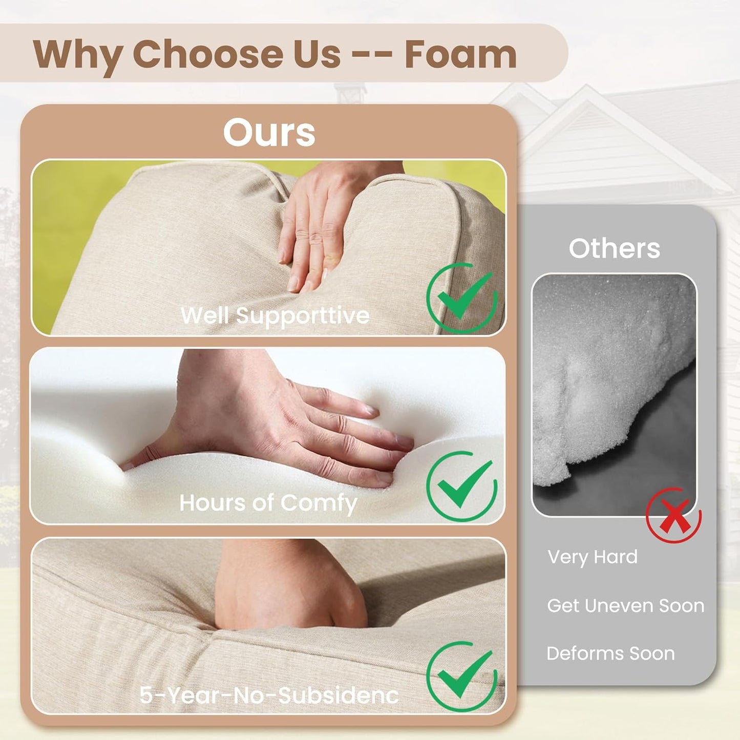 HOOOWOOO Patio Furniture Set,Outdoor High Back Loveseat Set,All Weather Wicker 2-Seater-Sofa Love Seat with Table,Beige