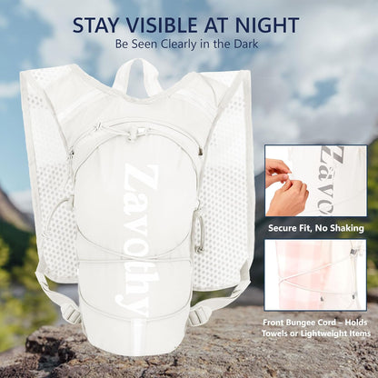 Zavothy Hydration Running Vest for Men & Women – Lightweight 1.5L Hydration Pack with Phone Pockets, Water Bottle Holders, Reflective Strips, Rain Cover – Trail Running, Cycling, Marathon