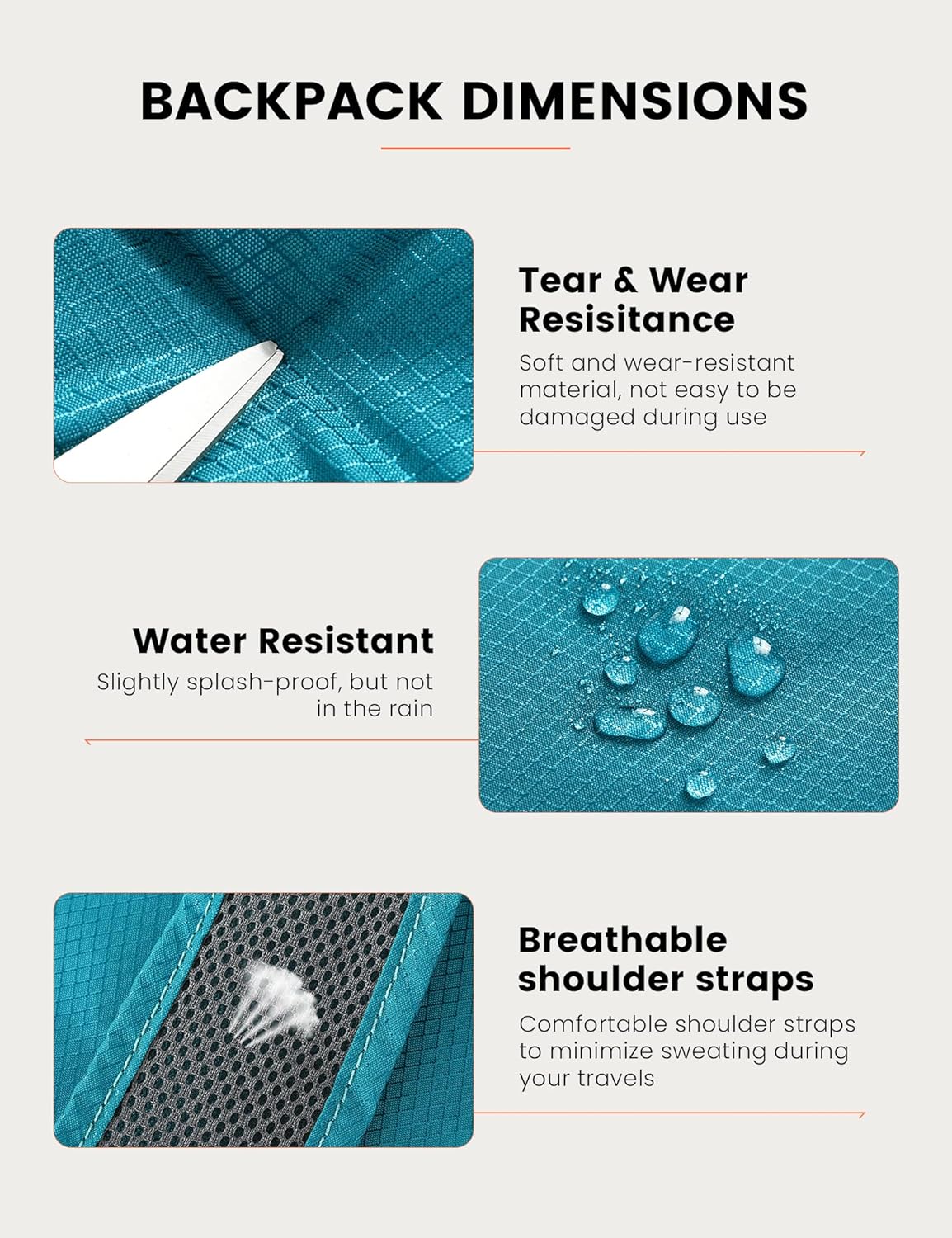 SKYSPER 15L Lightweight Small Hiking Backpack for Women Men, Foldable Travel Daypack, Packable Camping Backpack, Mini Outdoor Hiking Bag (Cyan)