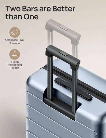 Carry on Luggage 22 X 14 X 9 Airline Approved, 20 Inch Luggage for 3-5 Days Travel, Double Spinner Wheels, 100% Hardshell PC, TSA Lock (00-Shadow (Expandable), Set 2PCS (20-Inch/28-Inch))