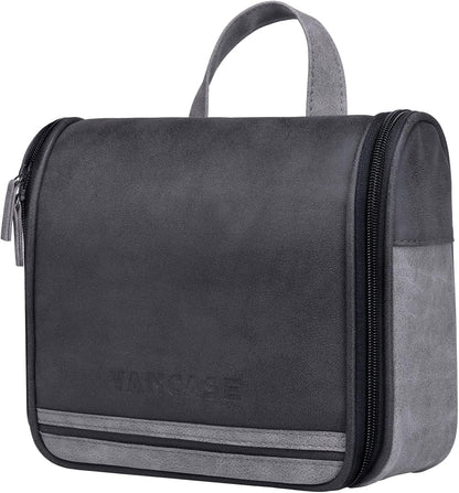 Hanging Toiletry Bag for Men VANCASE Vintage Leather Shaving Dopp Kit Medium Waterproof Travel Bathroom Bags Portable Shower Organizer