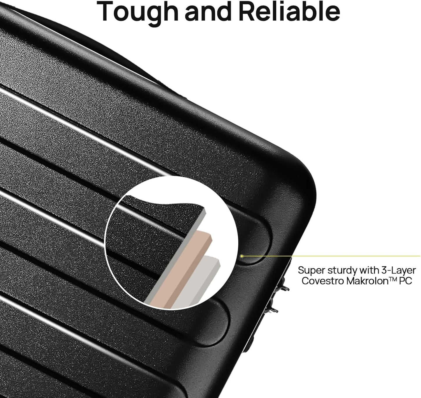 Carry on Luggage 22 X 14 X 9 Airline Approved, 20 Inch Luggage for 3-5 Days Travel, Double Spinner Wheels, 100% Hardshell PC, TSA Lock (01-Black (Basic), Checked 28-Inch)