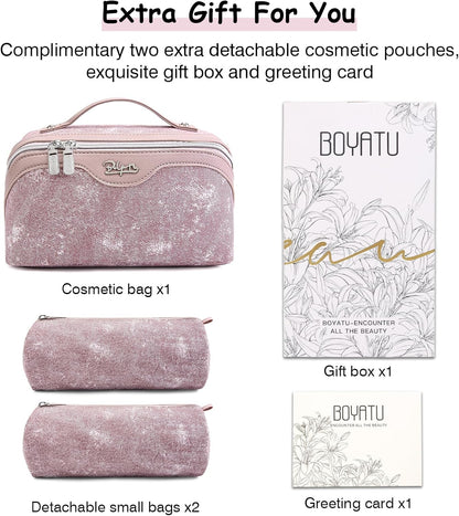 Travel Makeup Bag Cosmetic Bags for Women: 3 Sets Large Capacity Make up Bag - Portable Toiletry Bags with Handle for Women(05-Purple)