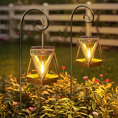 KOOPER Solar Lanterns Outdoor Waterproof - Upgraded Metal Hanging Solar Lights Outdoor Lanterns Decorative, Bright Bronze Hanging Lantern Outdoor for Yard Patio Table Pathway Garden Decor 2 Pack