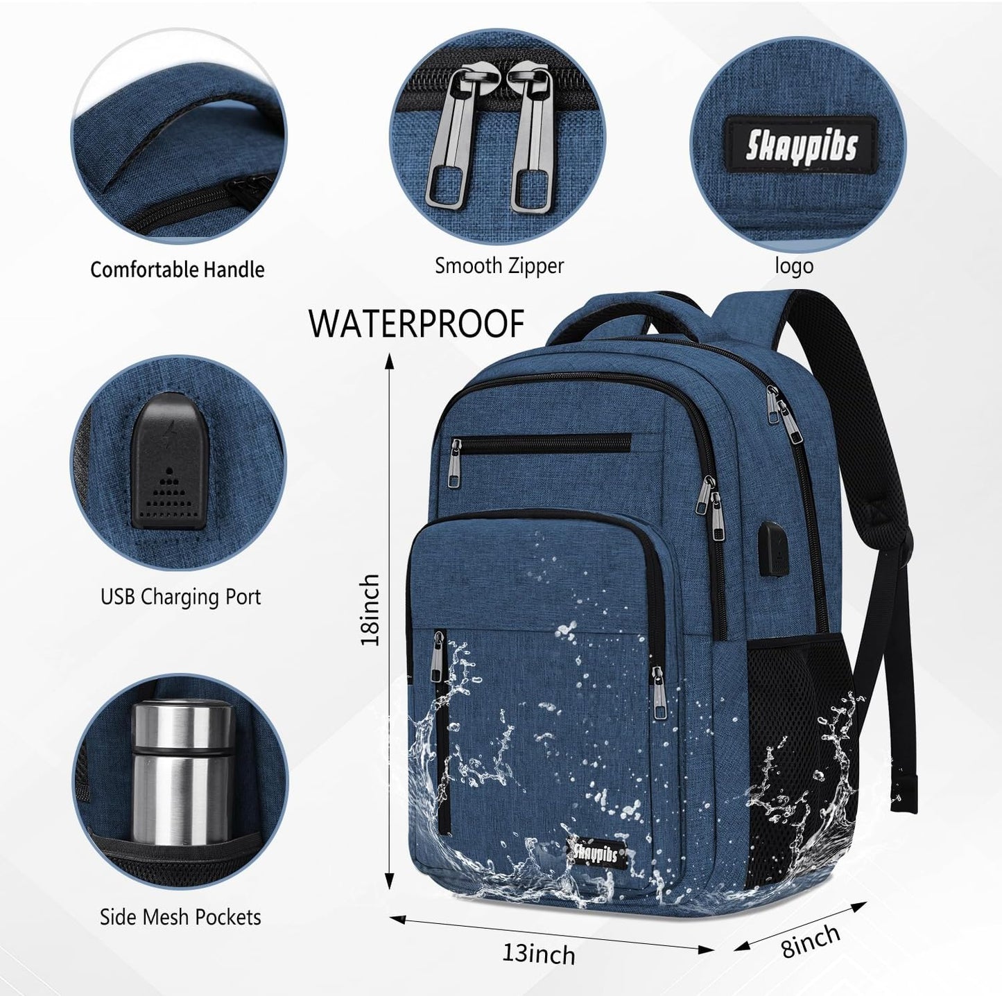 Black Backpack for Men Women, School Backpack for Boys Girls Teens, 15.6 Inch Laptop Backpacks with USB Port, Water Resistent Book bag, Work College Bookbag, back pack, Mochila para hombre