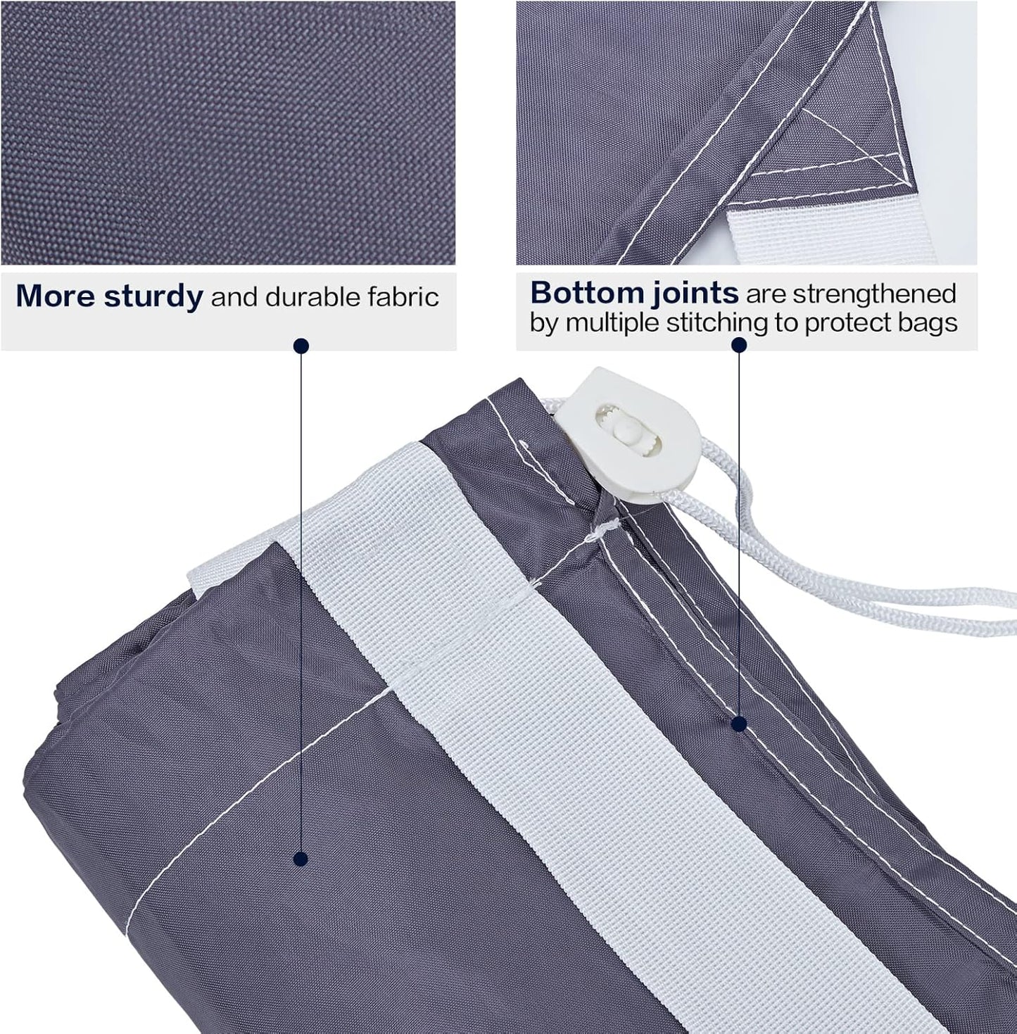 HOMEST XL Nylon Laundry Bag with Strap, Large Dirty Garments Organizer, Easy Fit a Hamper or Clothing Basket, Can Carry Up to 4 Loads of Clothes, Gray