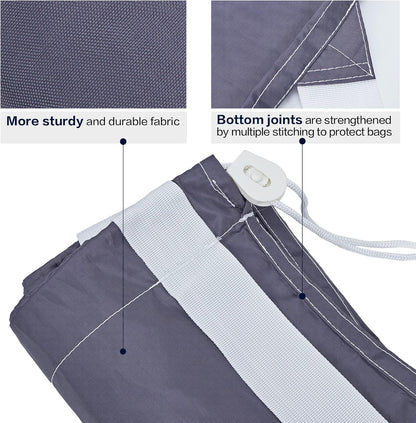 HOMEST XL Nylon Laundry Bag with Strap, Large Dirty Garments Organizer, Easy Fit a Hamper or Clothing Basket, Can Carry Up to 4 Loads of Clothes, Gray