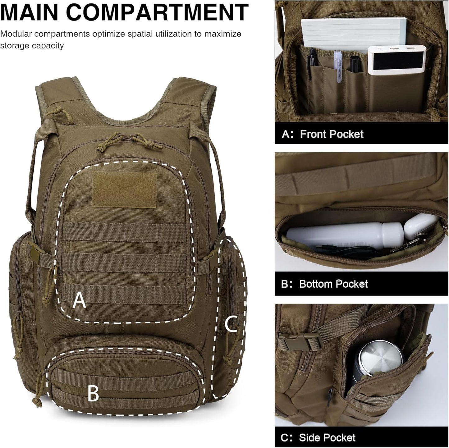 Mardingtop 25L Tactical Backpacks Molle Hiking daypacks for Camping Hiking Military Traveling Motorcycle