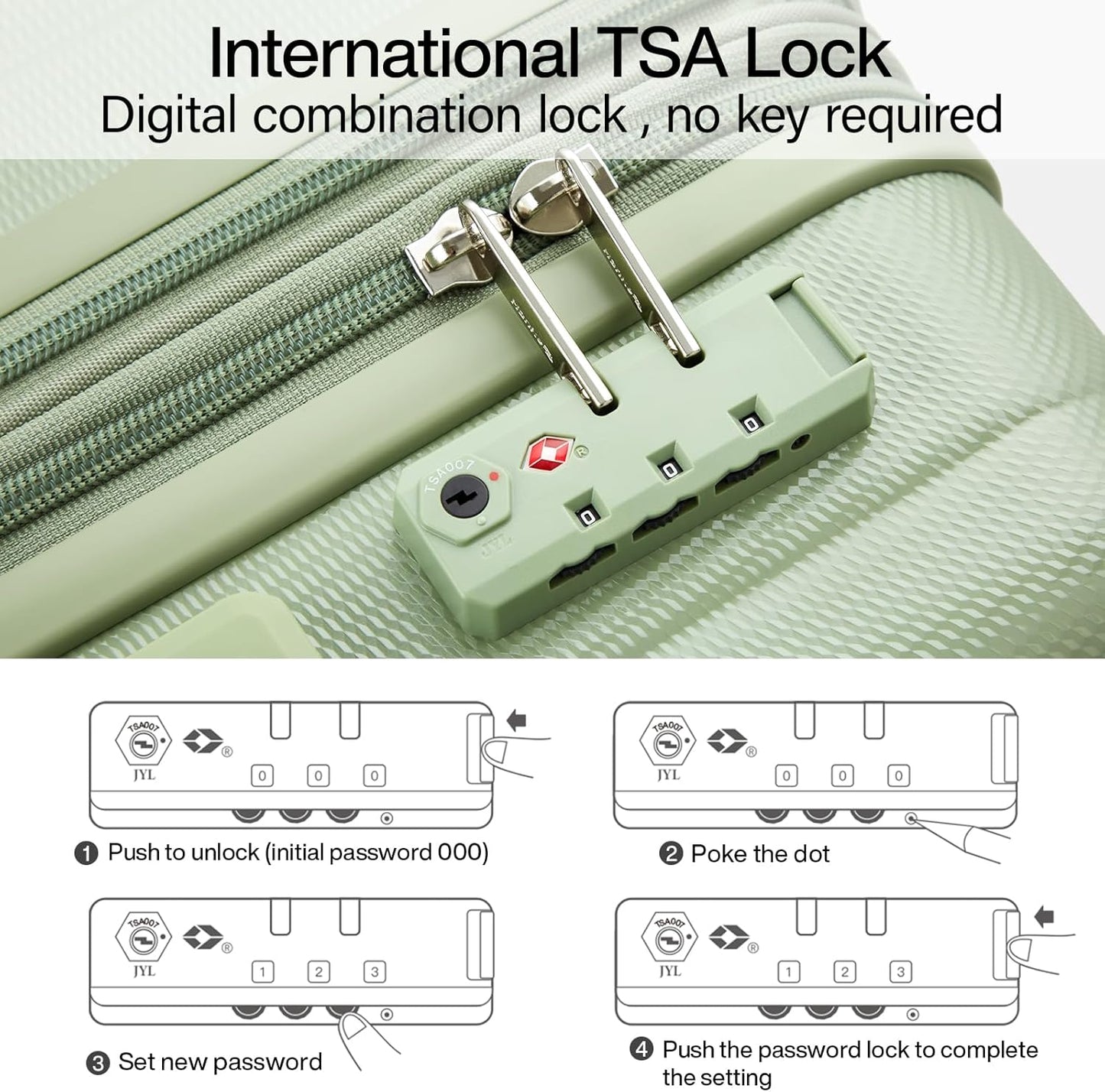 Hanke 24 Inch Expandable Checked Luggage Lightweight PC Hard Shell Luggage Suitcases with Wheels Travel Luggage Rolling Large Suitcase Travel Luggage Bag for Go to University.(Bamboo Green)