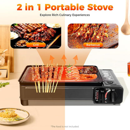 Dual Fuel Camping Stove | Windproof Portable Gas Stove with Adjustable Flame | Butane & LPG Outdoor Cooker | Lightweight Design(7.05lbs) for Backpacking, Hiking & Emergency Cooking