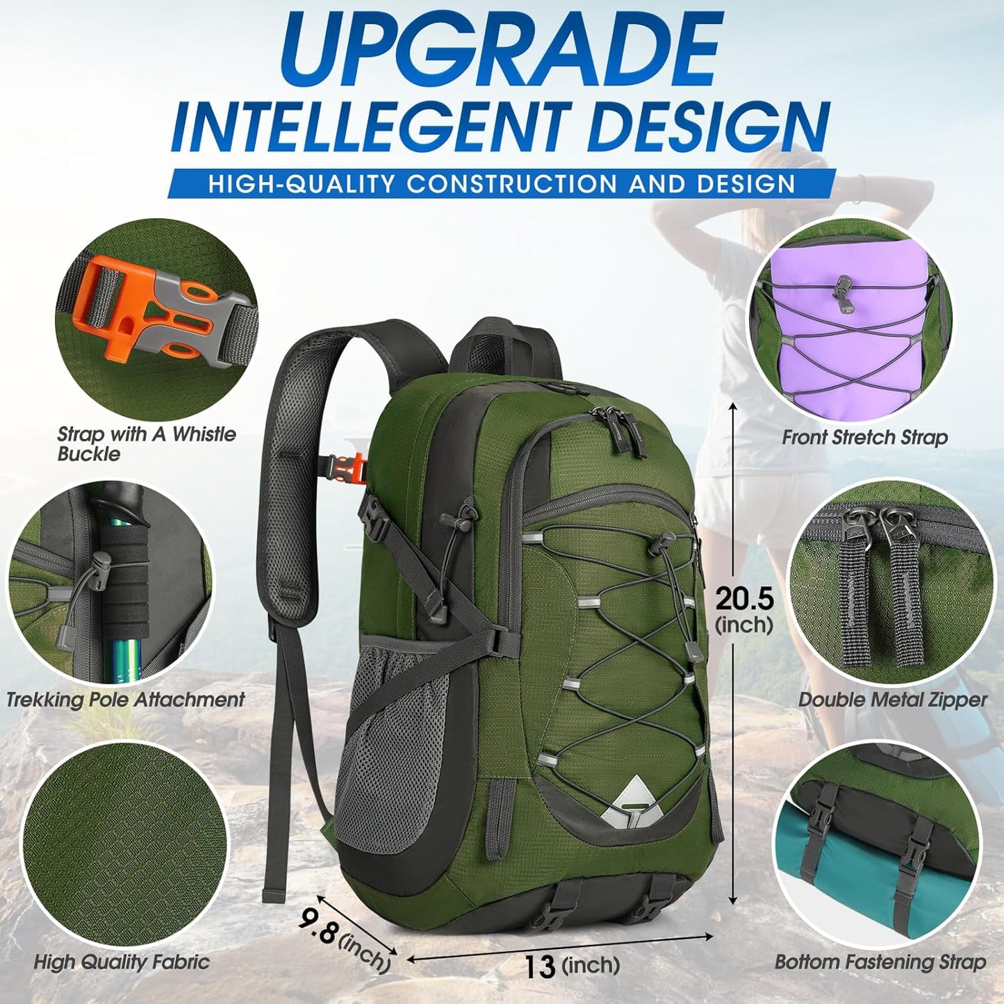 IGOLUMON Hiking Backpack 40L Packable Lightweight Camping Backpack Men Women Waterproof Hiking Daypack Outdoor Travel Daypack