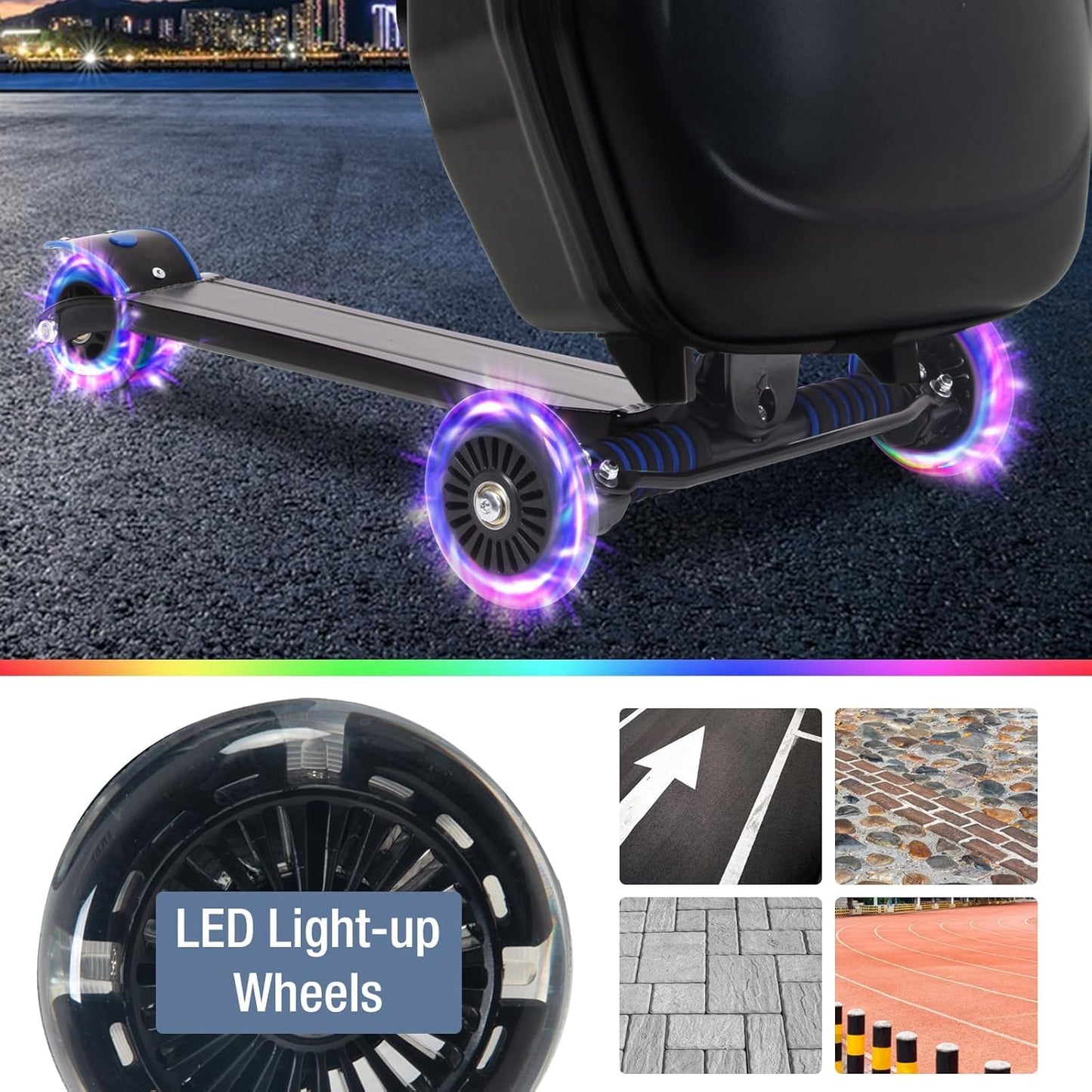 20" Scooter Suitcase for Kids, 2-in-1 Ride On Luggage with Wheels for Boys & Girls Ages 4-15, Foldable Hardshell Carry On Lightweight Travel Suitcase for Airplane