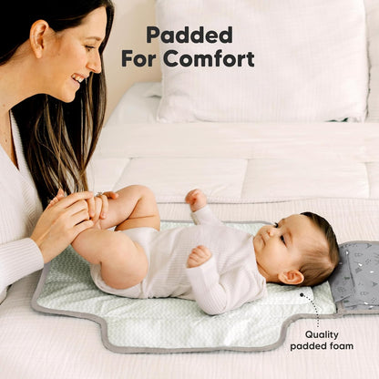 KeaBabies Portable Diaper Changing Pad - Large Waterproof Baby Changing Mat, Compact Travel Diaper Clutch, Functional Pockets Fit Newborn Essentials, Wipeable & Padded Baby Changer (Woodland)