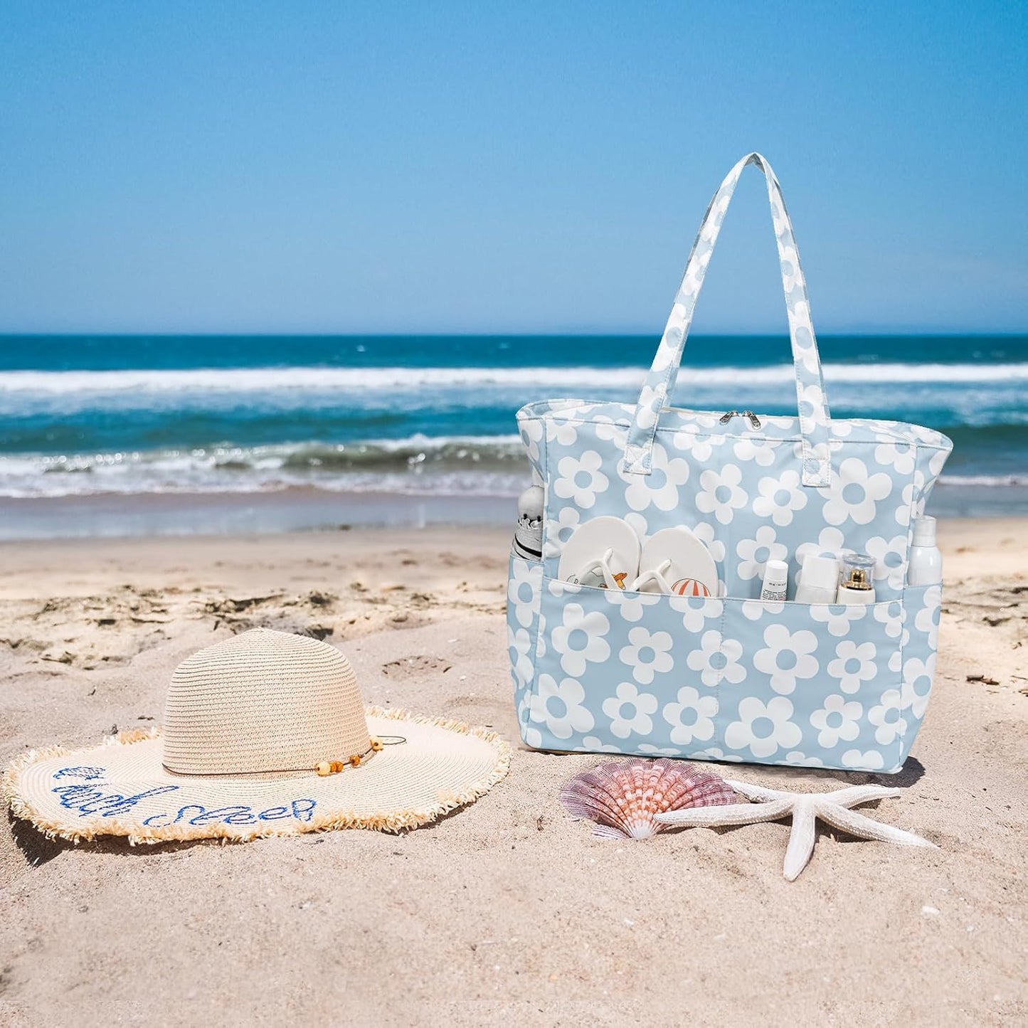 Beach Pool Bags Tote for Women Ladies Large Gym Tote Carry On Bag With Wet Compartment for Weekender Travel Waterproof