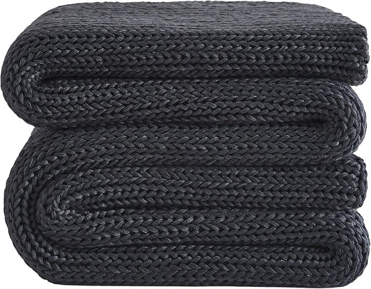 L'AGRATY Knitted Weighted Blanket - 60"x80" 15lbs Cooling Chunky Knit Heavy Blanket for Adults Braided Crochet Throw Thick Cable Yarn Knit Decorative No Beads Evenly Weighted Machine Washable