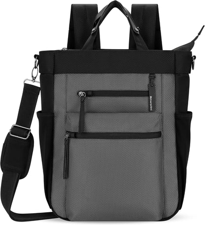 Sherpani Soleil, Anti Theft Convertible Backpack, 3 in 1 Tote Bag, Cross Body Purse, 18L Travel Backpack, Travel Gifts for Women, RFID Protection, Metal Hardware Fits 13” Laptop (Granite)