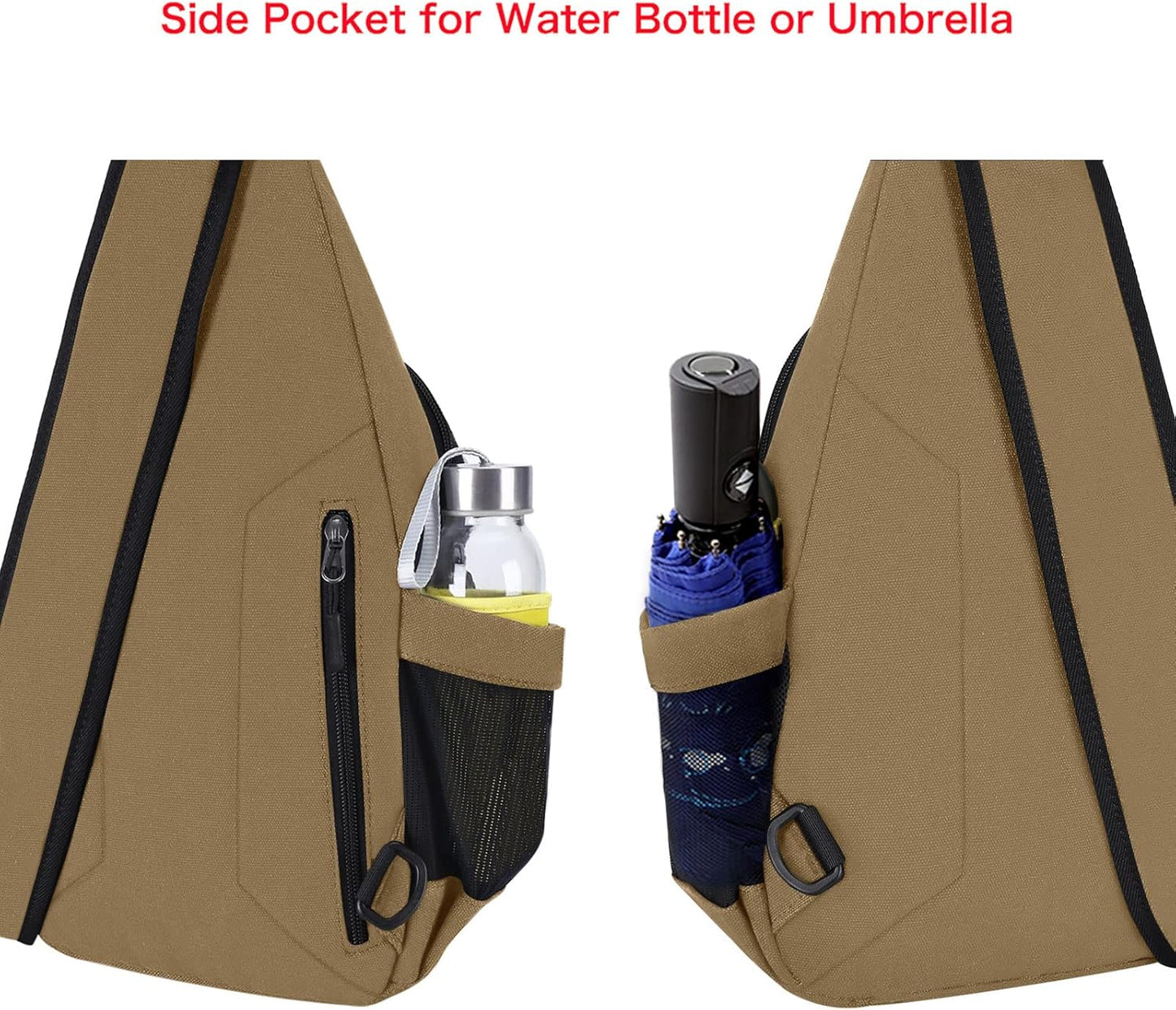 MOSISO Sling Backpack,Canvas Crossbody Hiking Daypack Bag with Anti-theft Pocket, Brown