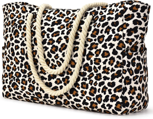 Becokan Beach Bag Large Beach Tote Bag for Women Waterproof Sandproof Swim Pool Bag With Zipper