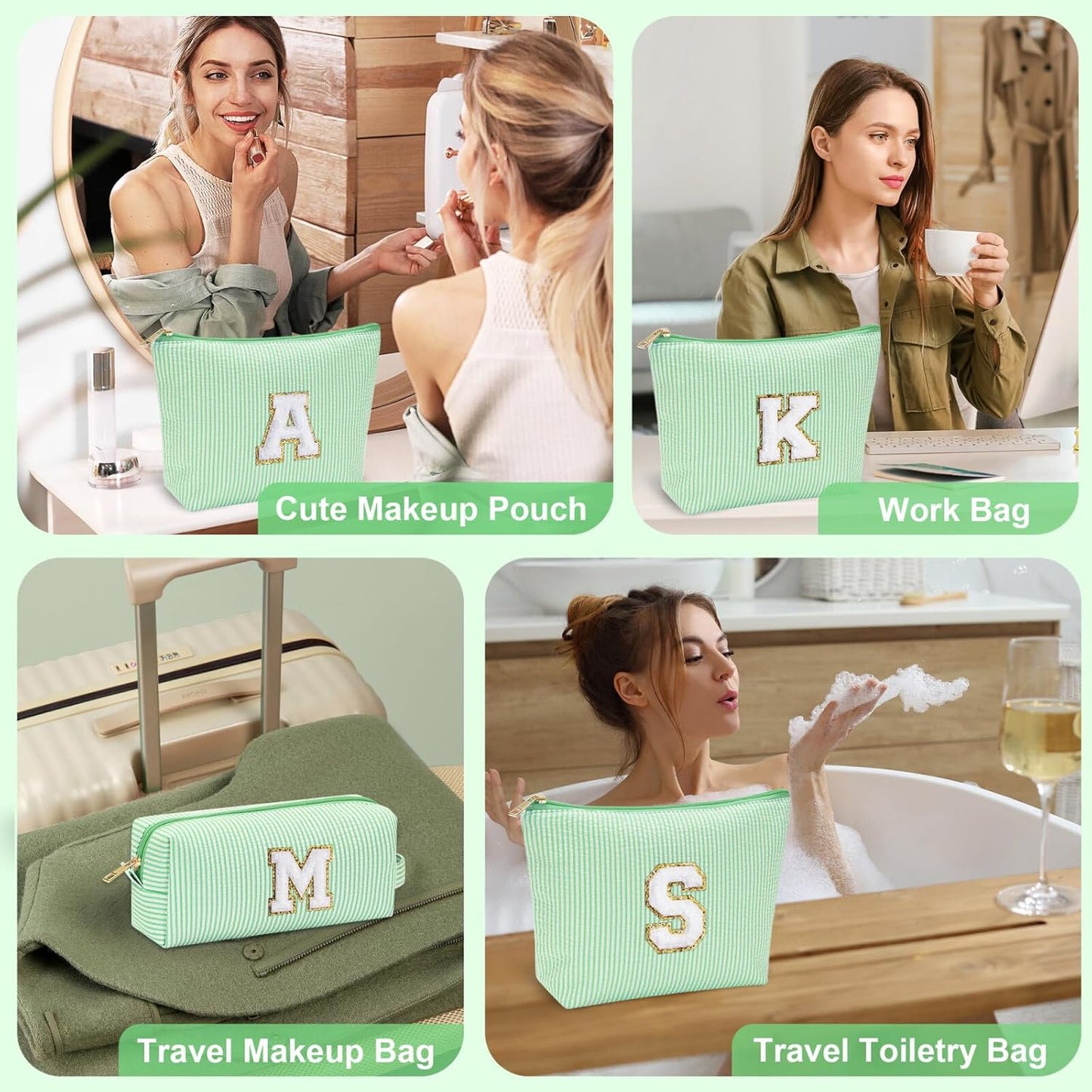 YOOLIFE Initial Makeup Bag for Girls - Skin Care for Teens 10-12 | Christmas & Birthday Gifts for Girls 3-13 | Trendy Stuff