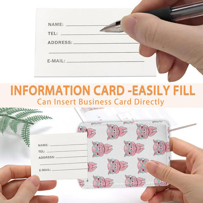 2 Pcs Luggage Tags for Suitcase,Cute Pig with Heart Luggage Tag Name Id Labels with Privacy Cover for Travel Backpack Women Men