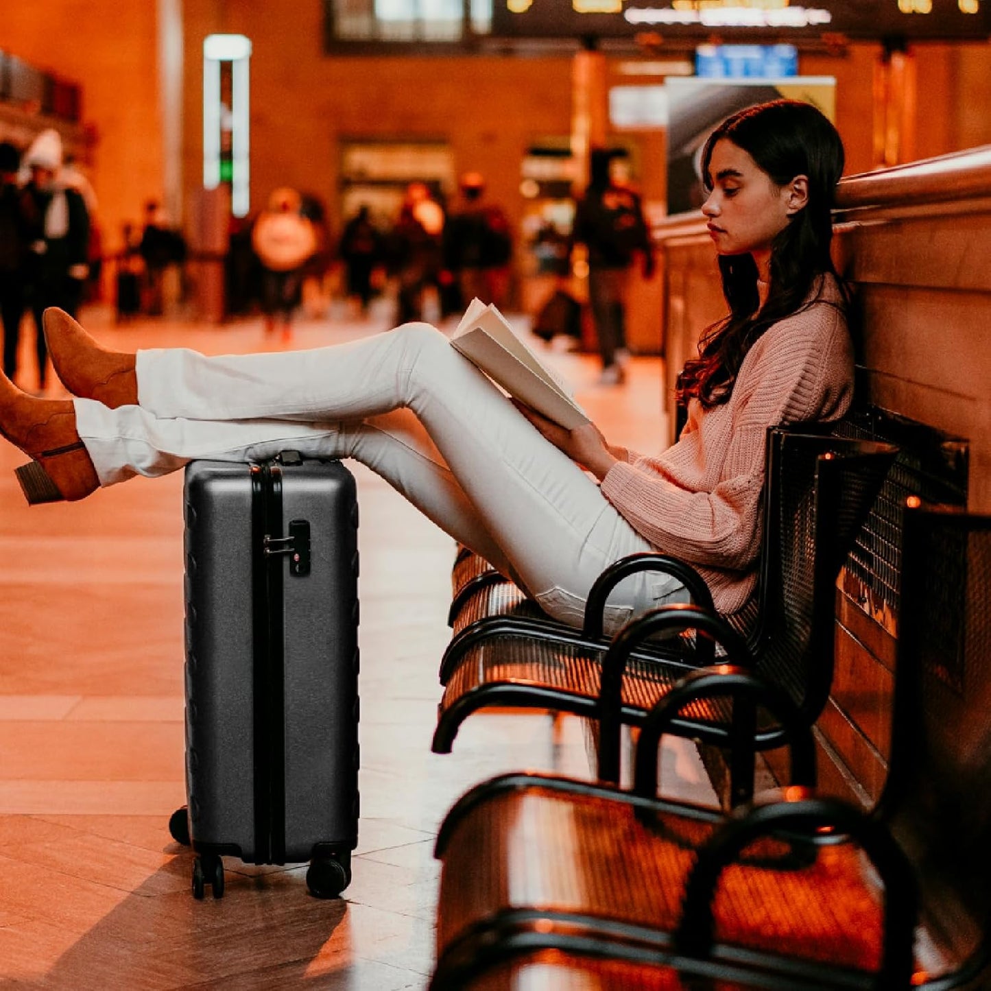 Carry on Luggage 22 X 14 X 9 Airline Approved, 20 Inch Luggage for 3-5 Days Travel, Double Spinner Wheels, 100% Hardshell PC, TSA Lock (02-Grey (Basic), Carry-On 20-Inch)