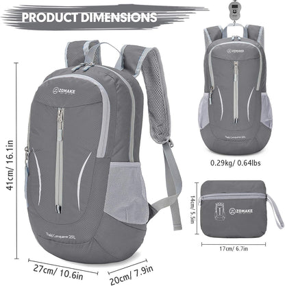 ZOMAKE Ultra Lightweight Packable Backpack 25L, Foldable Hiking Backpacks Water Resistant Small Folding Daypack for Travel(Dimgray NEW)