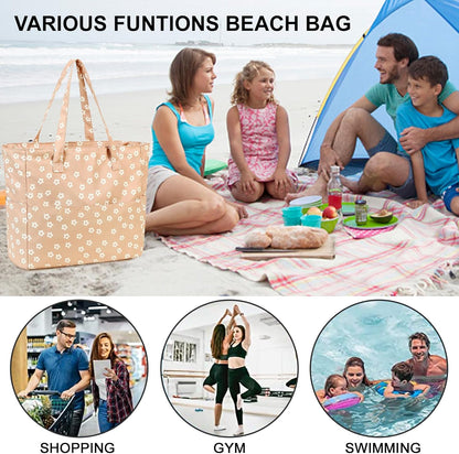 Waterproof Beach Tote Pool Bags for Women Ladies Extra Large Gym Tote Carry On Bag With Wet Compartment for Weekender Travel