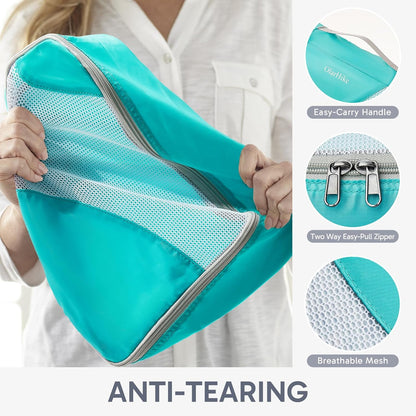 ALL INCLUDED 10 Set Durable Packing Cubes for Suitcases,OlarHike Essentials for Travel, UPGRADED Anti-Tear Stitching, NEW Improved Luggage Packing Organizers for Travel Accessories (Turquoise)