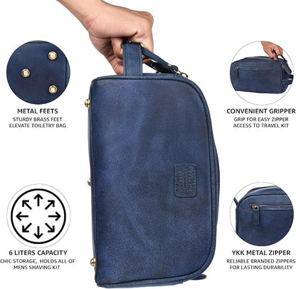 LEATHER VILLAGE Premium Leather Toiletry Travel Pouch - Image 5