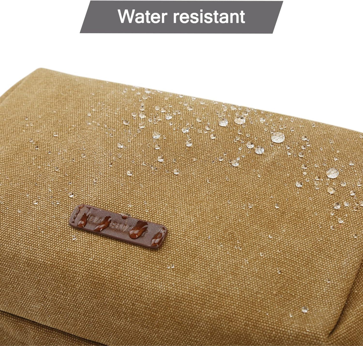 BAGSMART Toiletry Bag for Men, Canvas Travel Toiletry Organizer Dopp Kit Water-resistant Shaving Bag for Toiletries Accessories,Khaki-Large