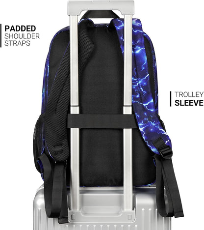 ZORFIN 26L Backpack for College, and Travel: Water Resistant Bookbag - Blue Lightning