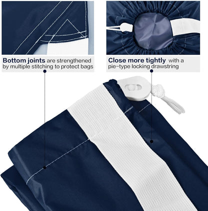 HOMEST 2 Pack XL Wash Me Travel Laundry Bag with Strap, Dirty Garments Organizer, Large Enough to Hold 4 Loads of Clothes, Easy Fit a Hamper or Clothing Basket, Azure and Blue