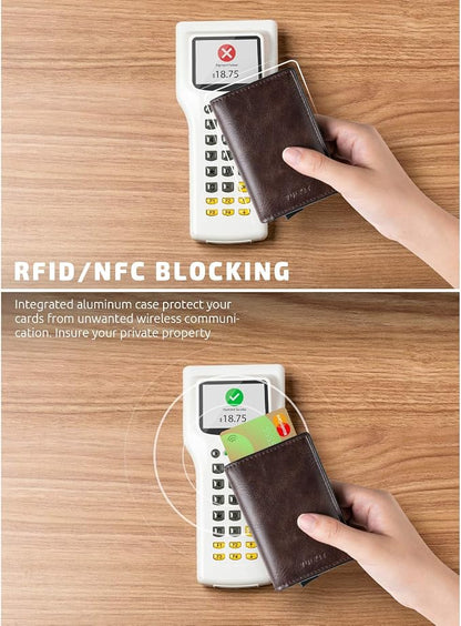 VULKIT Card Holder Pop Up Slim Wallet Leather RFID Blocking Card Case Up to 8 - Image 3