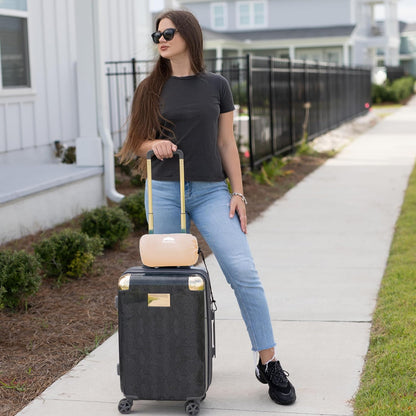 BlueHills Ultra Compact Travel Blanket Pillow for Airplane Traveling Essential Long Flight Trip Throw in Bag Portable Case Large Plane Accessories Beige - C007