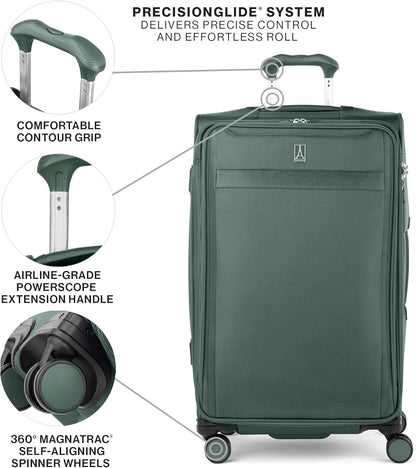 Travelpro VersaPack+ Lightweight Softside Expandable Checked Luggage, 8 Spinner Suitcase, TSA Lock, Men and Women, Checked Large 29-Inch, Desert Sage Green