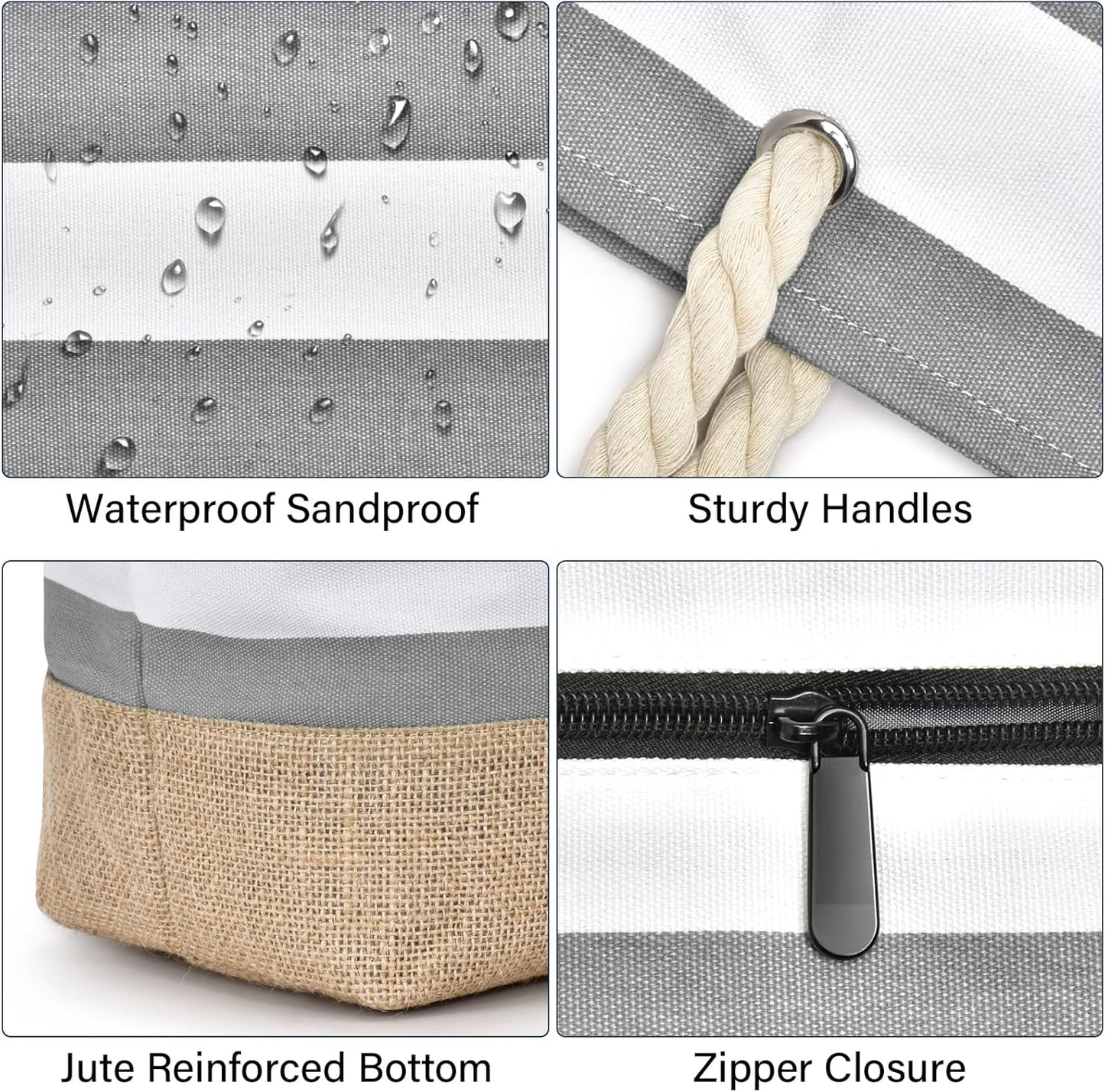 Becokan Beach Bag Initial Beach Tote with Makeup Bag for Travel Work Storage Personalized Birthday Gifts for Women Her