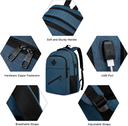 Backpack for Boys Men, School Backpack for Teens Girls, Lightweight Casual High School Bookbag, Daily-use Travel Laptop Backpack with USB Charging Port Fits 15.6 Inch Notebook