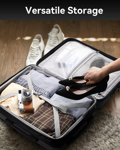 LUGGEX Carry On Luggage 22x14x9 Airline Approved, Polycarbonate Hard Suitcase with Front Pocket (Pink, 20 Inch, 35L)