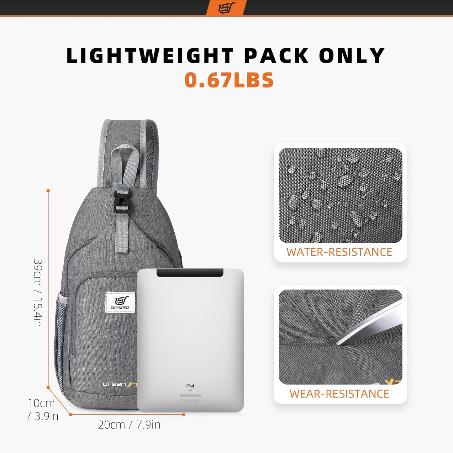 SKYSPER Sling Bag RFID Crossbody Sling Backpack Cross Body Shoulder Bag Travel Hiking Daypack for Women Men